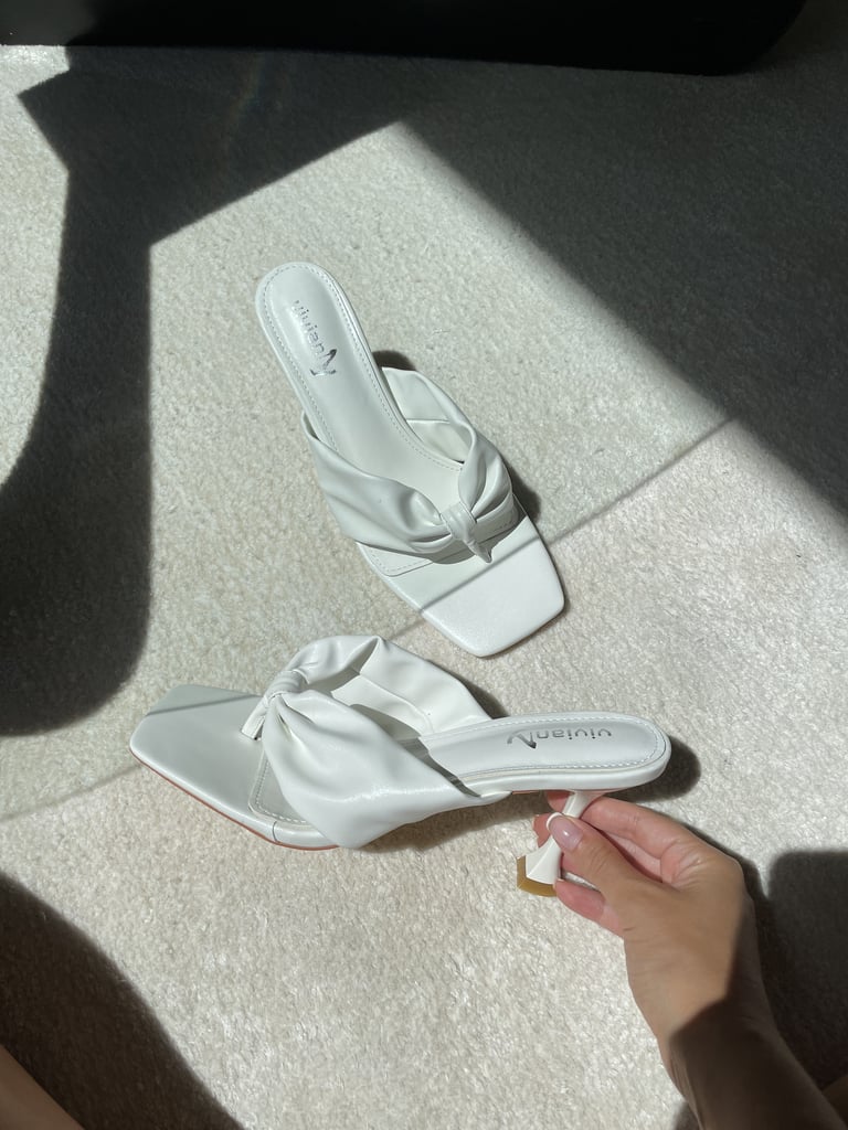 White Heeled Thong Sandal