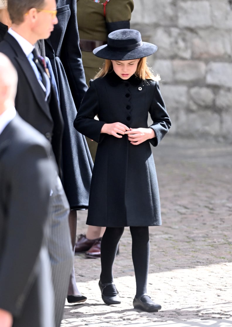 LONDON, ENGLAND - SEPTEMBER 19:  Princess Charlotte of Wales during the State Funeral of Queen Elizabeth II at Westminster Abbey on September 19, 2022 in London, England.  Elizabeth Alexandra Mary Windsor was born in Bruton Street, Mayfair, London on 21 A