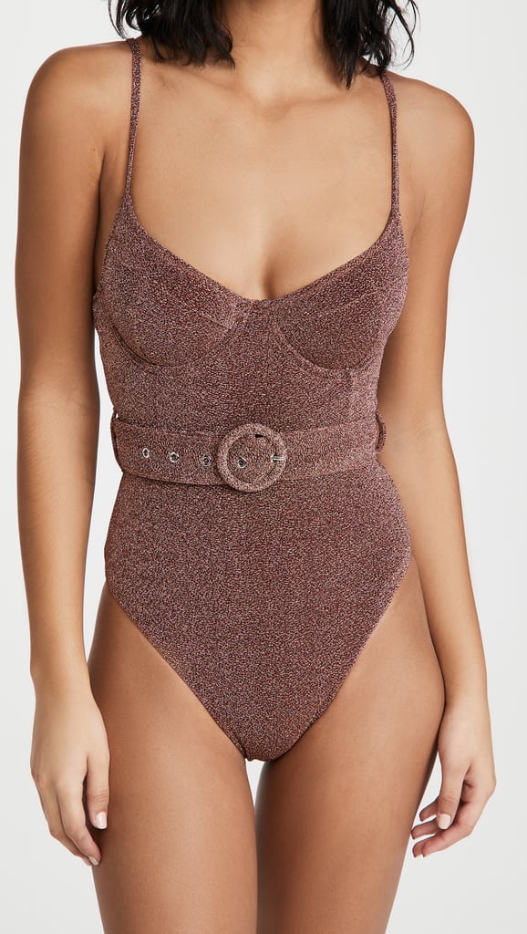 Jonathan Simkhai Noa Metallic Belted Bustier One Piece