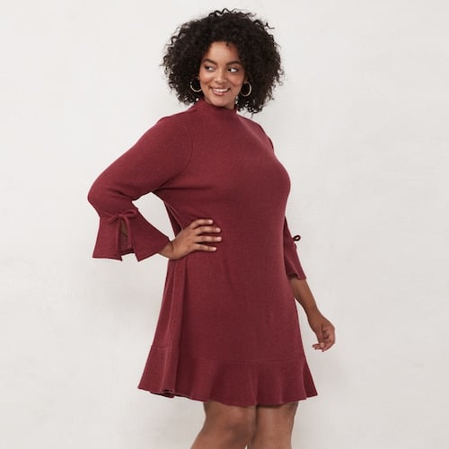 LC Lauren Conrad Plus Size Mockneck Swing Sweater Dress