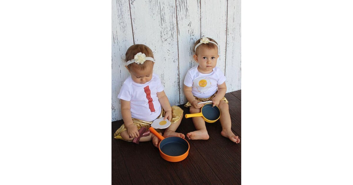 Bacon and Eggs Twins Onesies POPSUGAR Family Photo 6