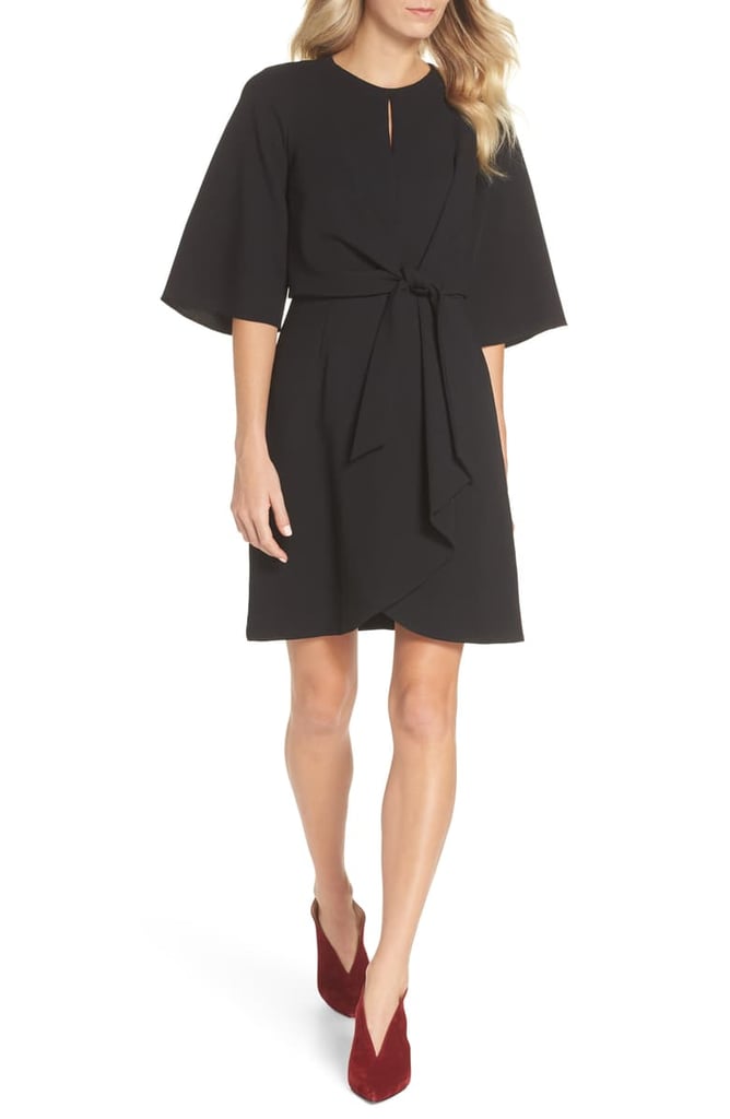 Tahari Tie-Front Crepe Sheath Dress