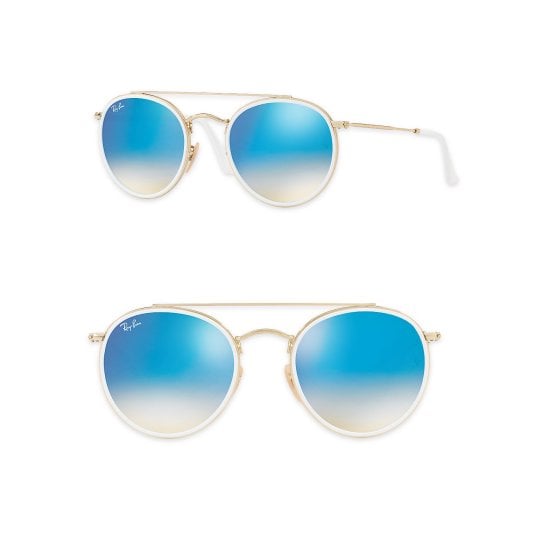Ray Ban Mirrored Round Double Bridge Sunglasses