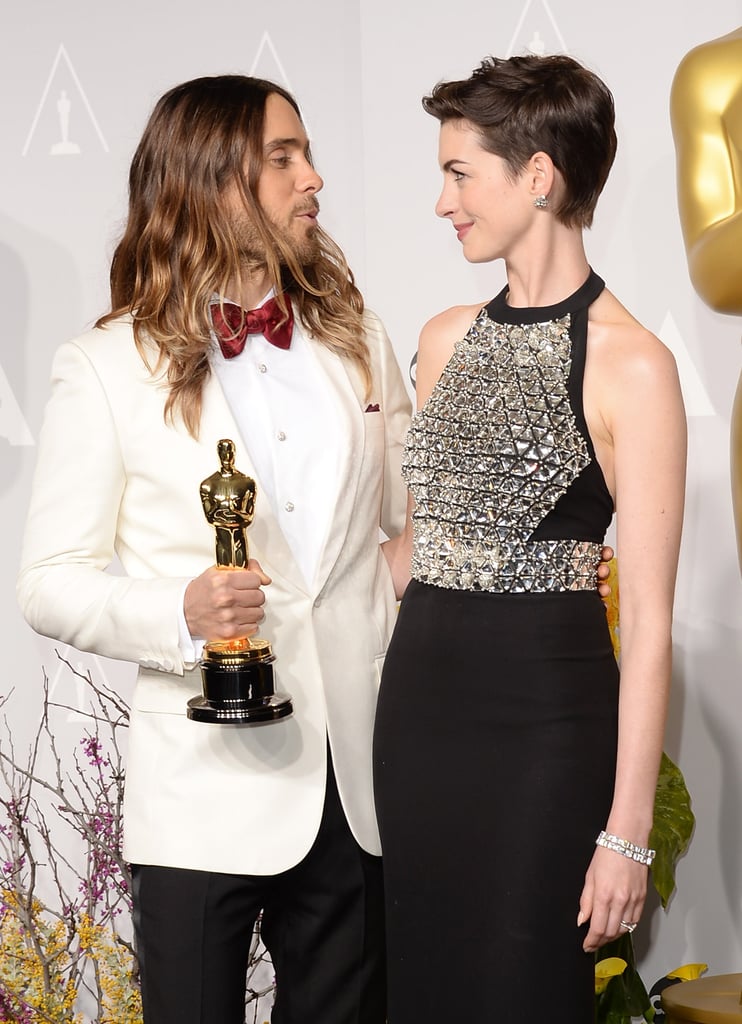 Hathaway and Leto shared an adorable look.