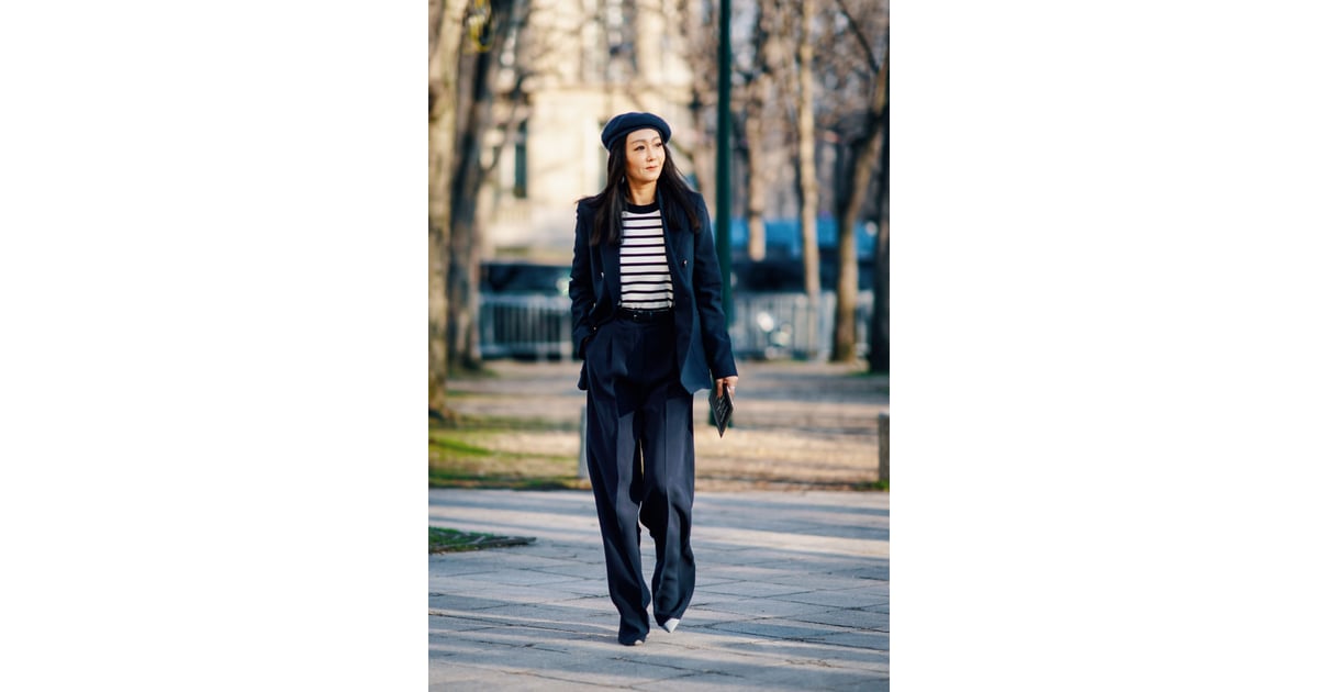 Lean into the French-girl vibe by topping off a suit and striped tee, Can  We Have Your Attention, Please? These Are +50 Fresh Ways to Wear a Classic  Stripe Top