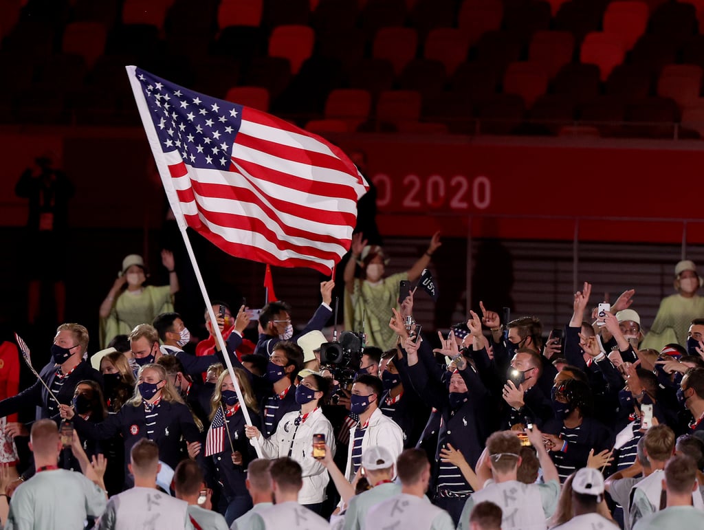 Flag Bearers Sue Bird and Eddy Alvarez of Team USA at the Tokyo Opening Ceremony