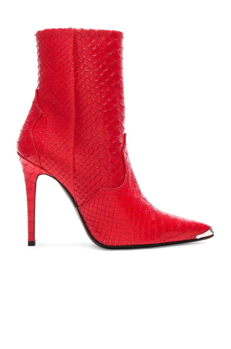 Amiri Western Embossed Snakeskin Boots in Red