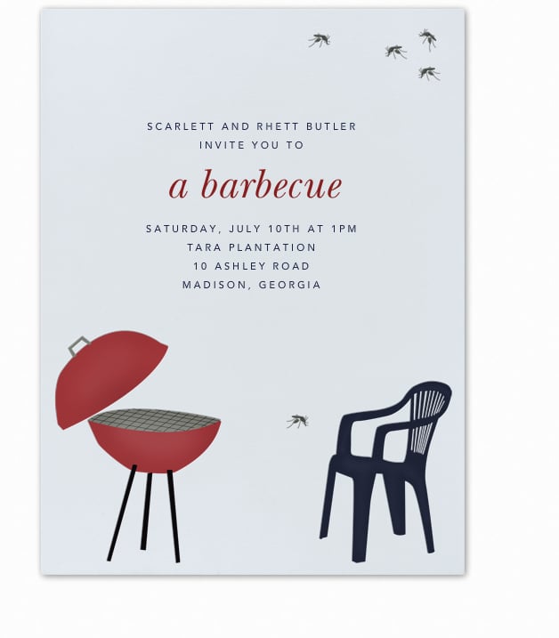 This barbecue and mosquito card  (free) will have your friends buzzing about your Summer party.