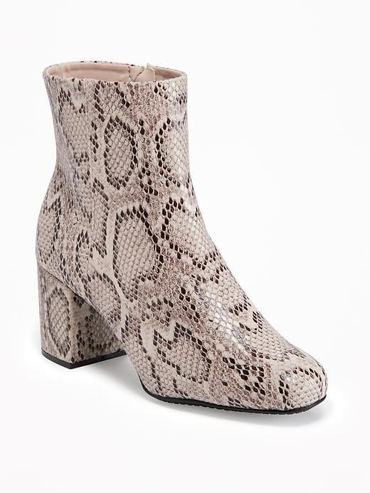 snakeskin ankle boots womens