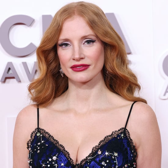 Jessica Chastain's Blue Lace Gucci Dress at the CMA Awards