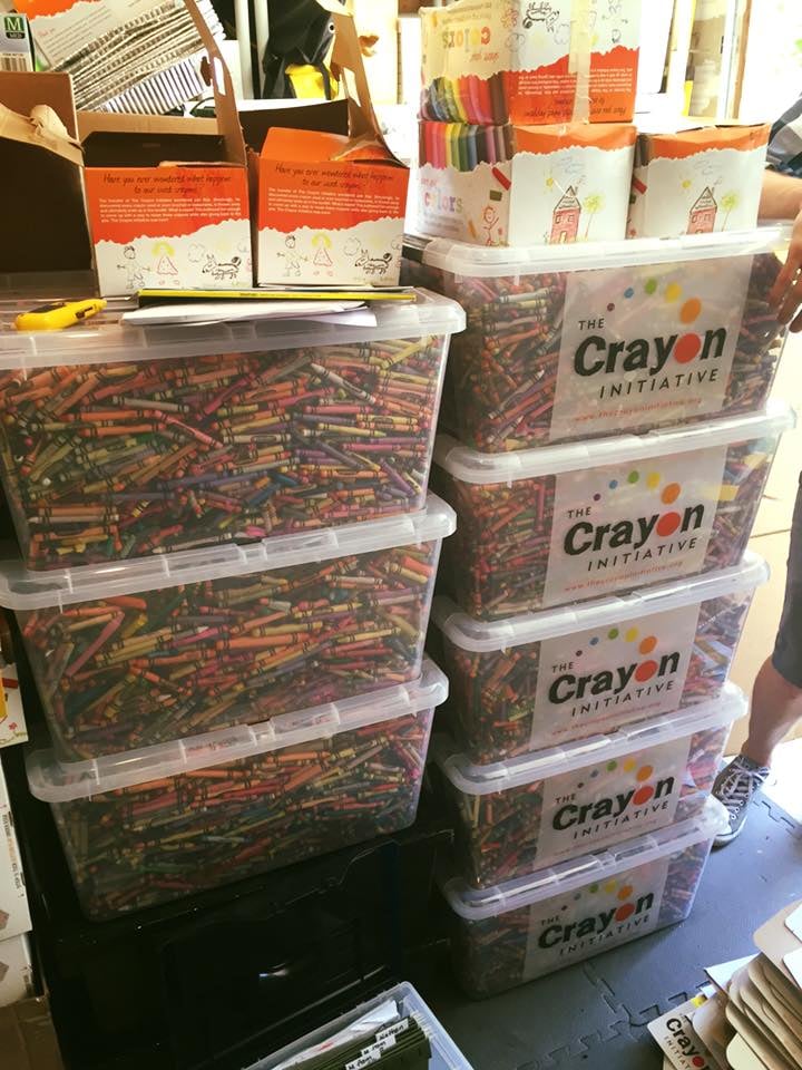 Old and unwanted crayons are collected and donated.