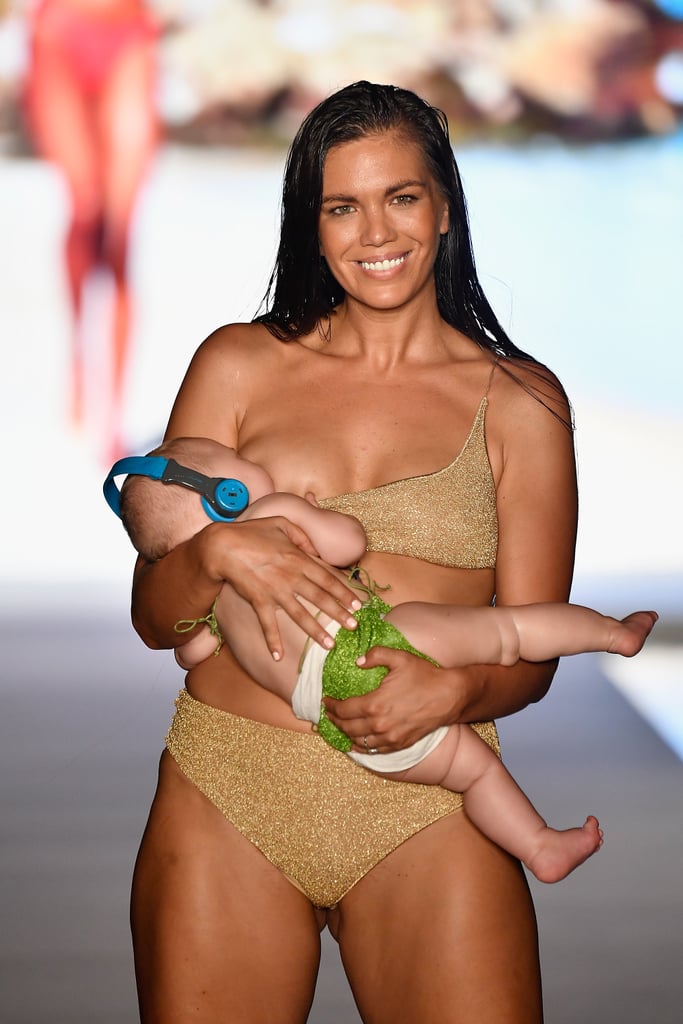 Model Breastfeeding at 2018 Sports Illustrated Swim Search