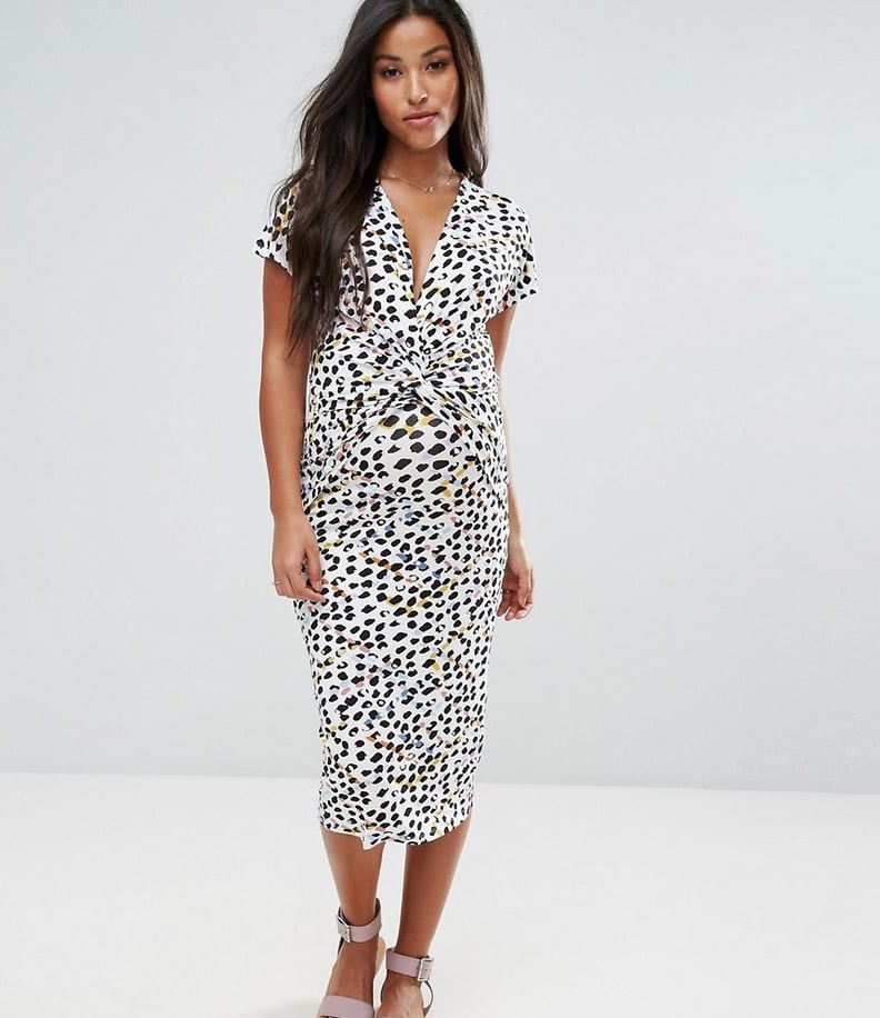 ASOS Maternity Nursing Dress With Twist Knot in Animal Print