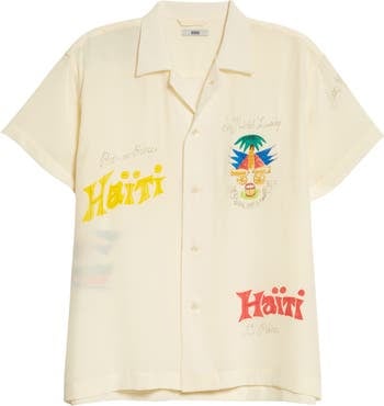 Bode x Marcus Paul Haiti Hand Painted Short Sleeve Silk Button-Up Shirt