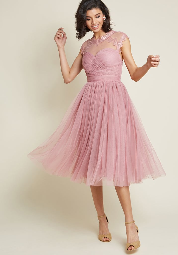 Emphasis on Opulence Fit and Flare Dress in Dusty Rose | Best ...