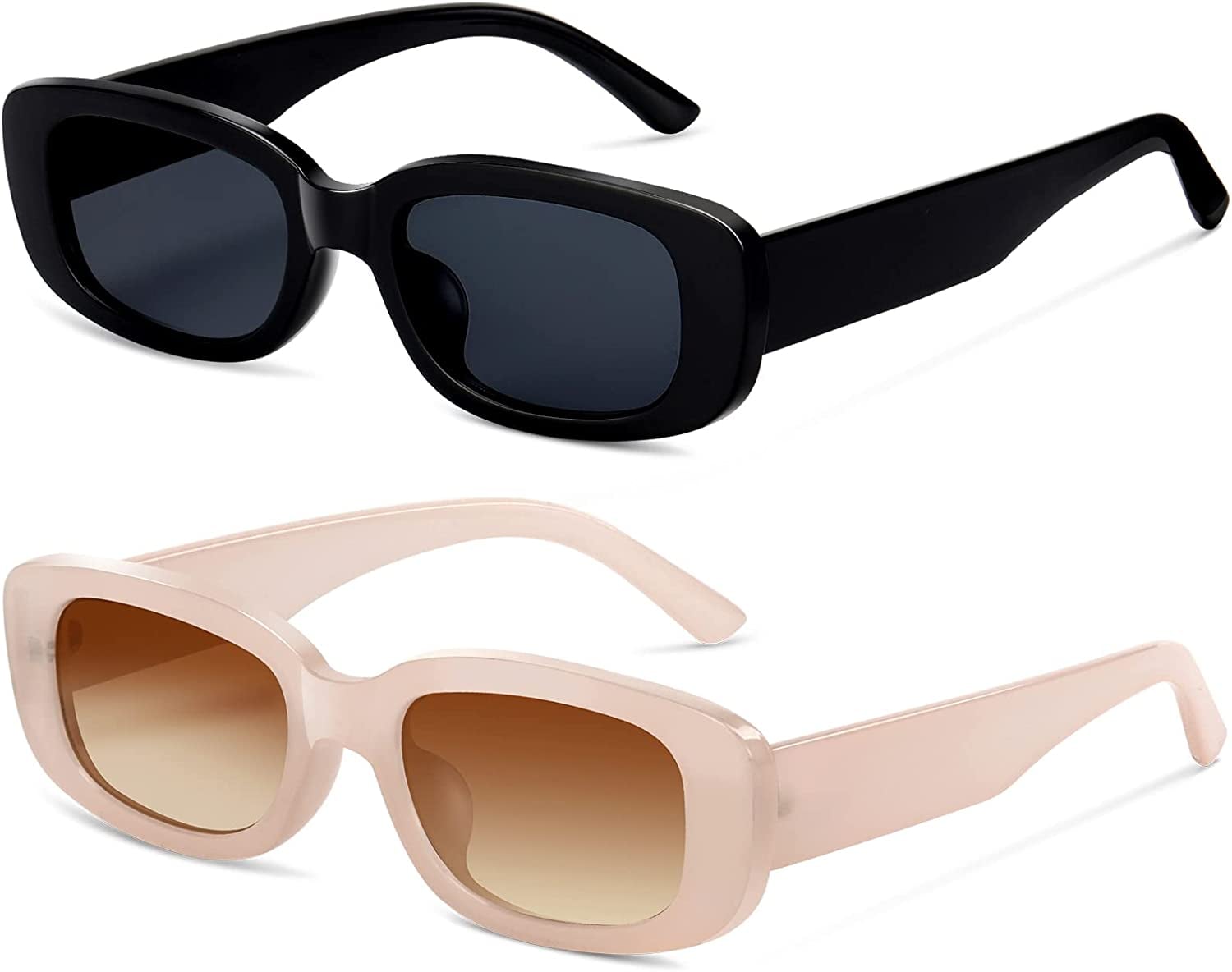 Vintage Rectangle Sunglasses For Women Men Fashion Retro Square Glasses  Rimless Frames | Fruugo NO