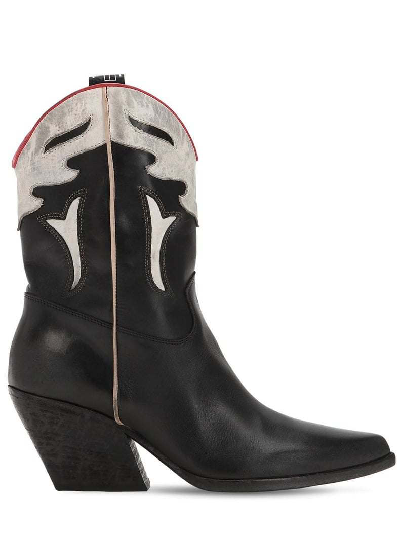 Elena Iachi 60mm Two-Tone Leather Cowboy Boots