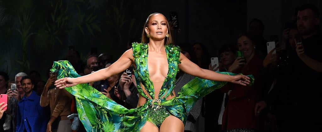 Jennifer Lopez Wore a New Green Dress on the Versace Runway