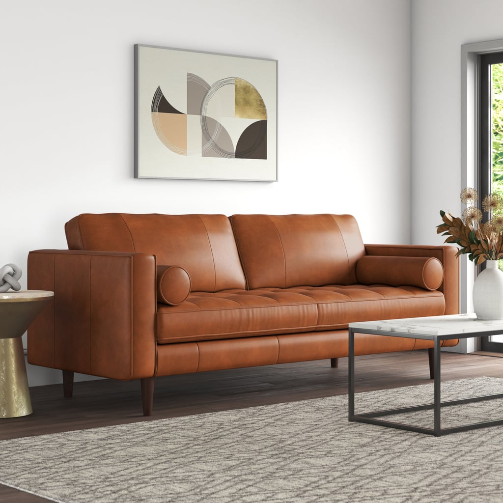 Mercury Row Apgar Genuine Leather Square Arm Sofa