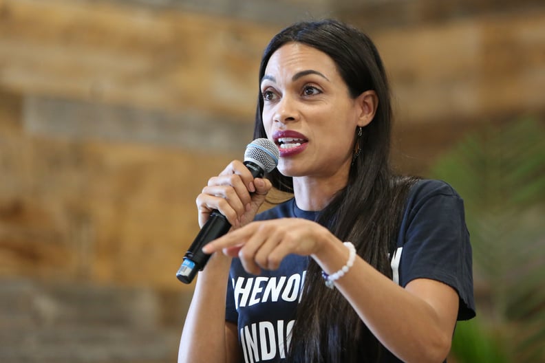 LOS ANGELES, CA - SEPTEMBER 29:  Actress Rosario Dawson speaks at the We Vote Next Summit event presented by Eighteen X 18 at TOMS Corporate Office on September 29, 2018 in Los Angeles, California.  (Photo by Paul Archuleta/Getty Images)