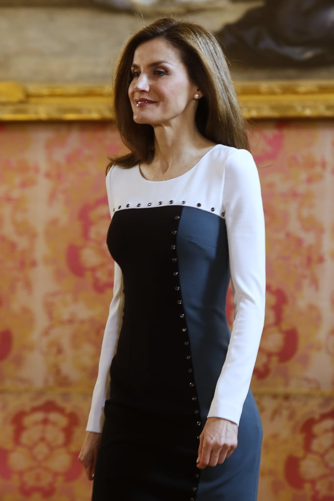 Queen Letizia's Colorblock Dress April 2017