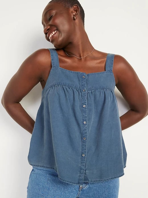 Old Navy Garment-Dyed Button-Front No-Peek Cami Top