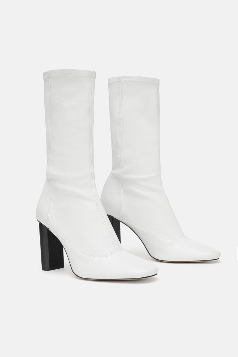 Zara Leather Heeled Ankle Boots