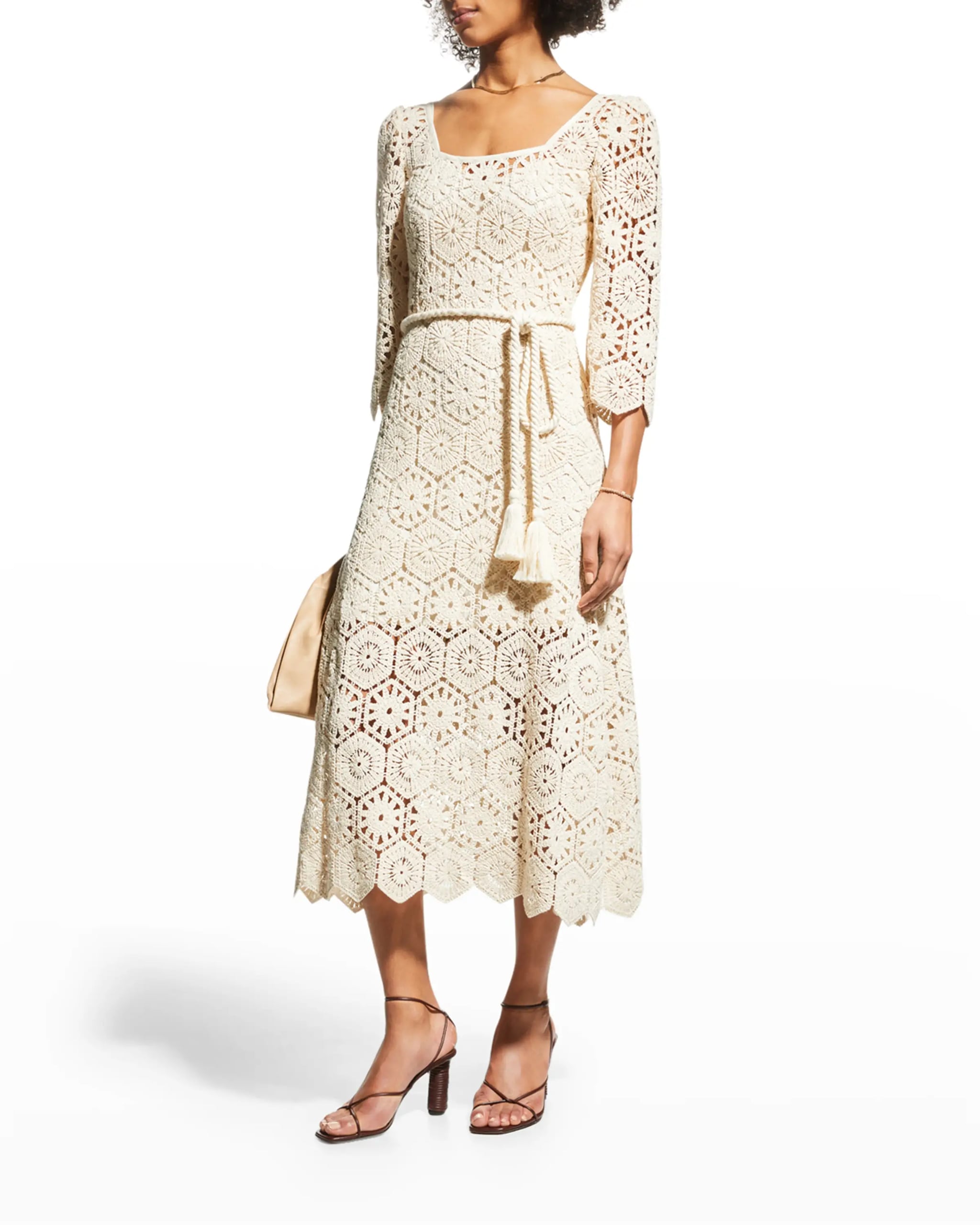 Crochet midi store dress with sleeves