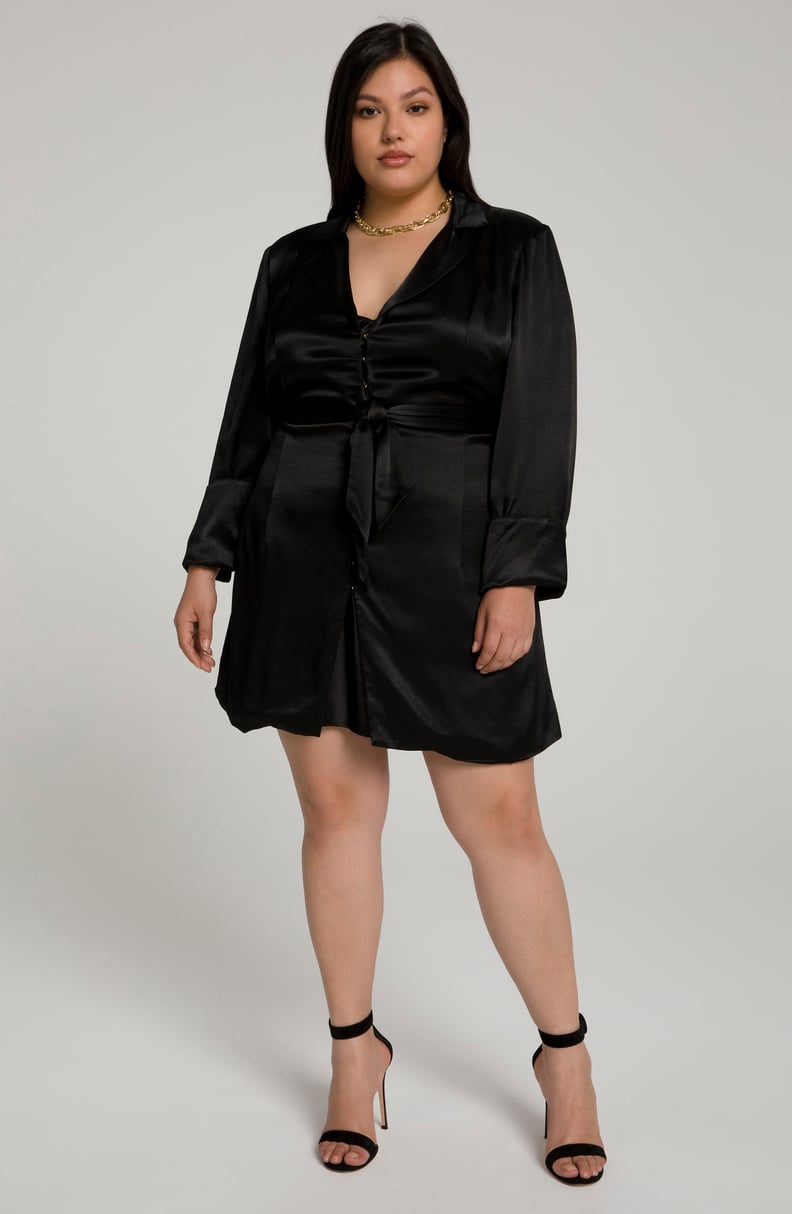 An LBD: Good American Tie Waist Long Sleeve Blazer Dress