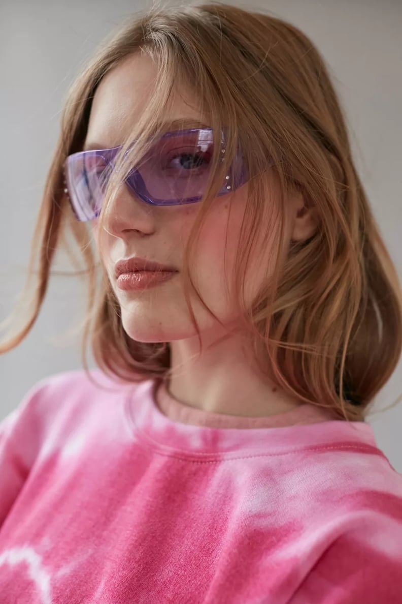 Rhinestone Y2K Sunglasses: Raquel Plastic Shield Sunglasses