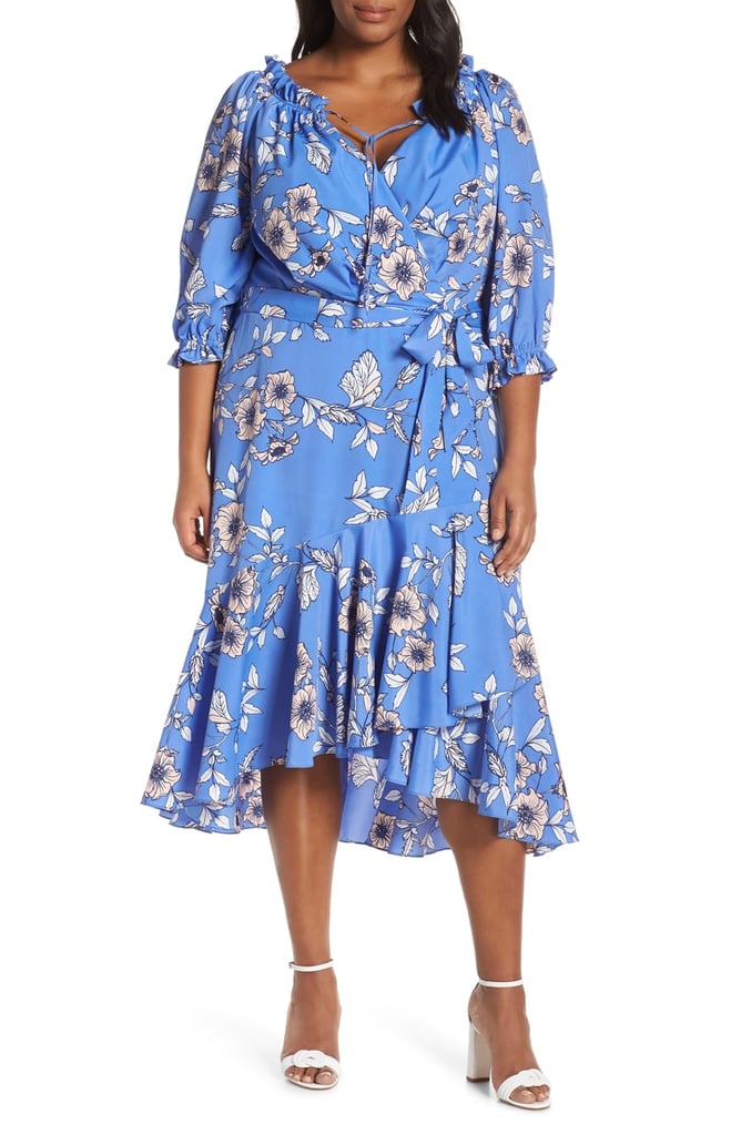 Eliza J Gathered Neck Faux Wrap Midi Dress | Best Wedding ...