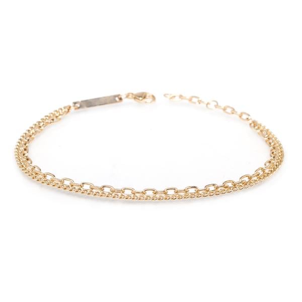 114k Double-Chain Extra-Small Curb & Oval Link Bracelet