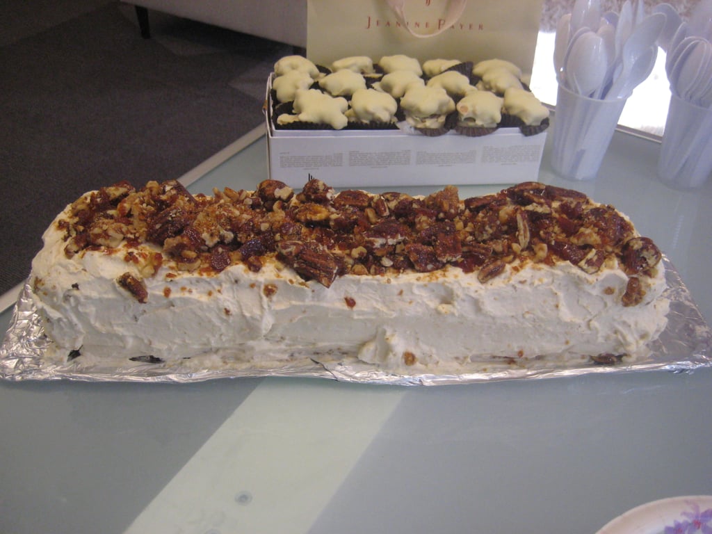 Pumpkin Cake with Pecan Brittle and Whipped Cream Cheese Frosting