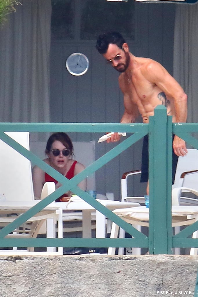 Emma Stone and Justin Theroux Beach Pictures May 2018