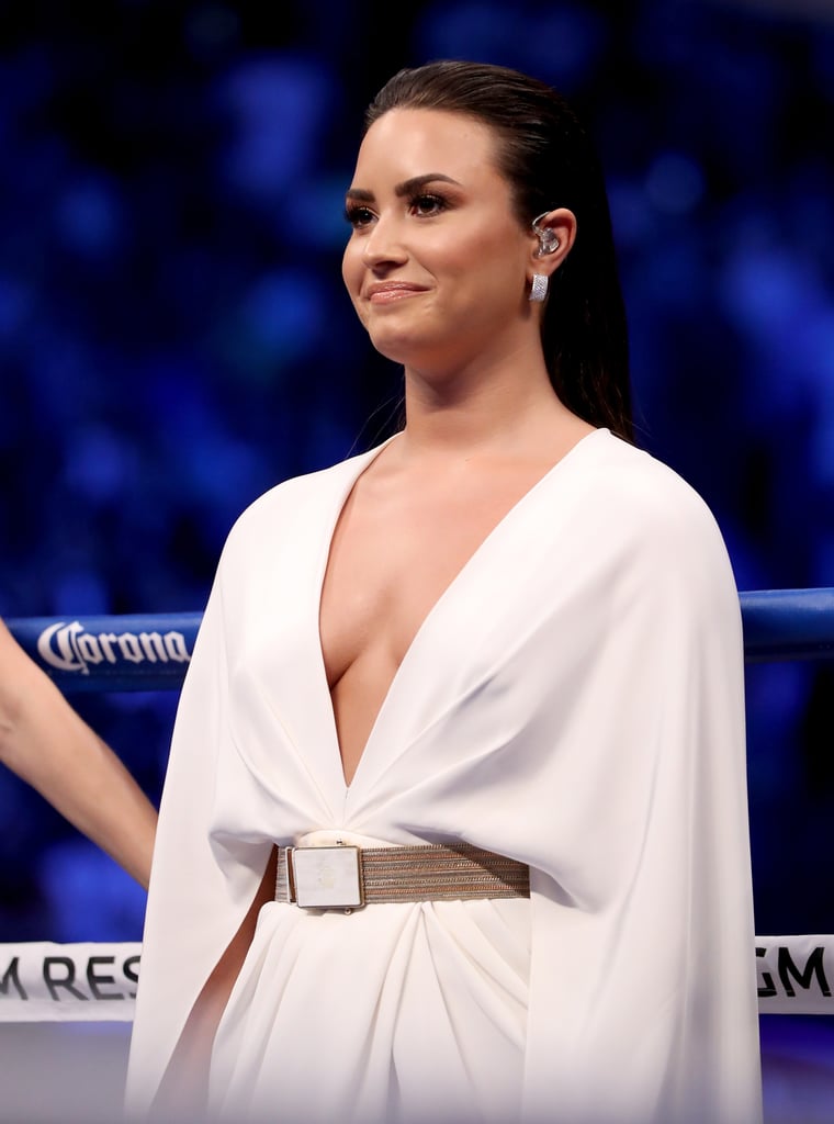 Demi Lovato Wears White Dress While Singing National Anthem