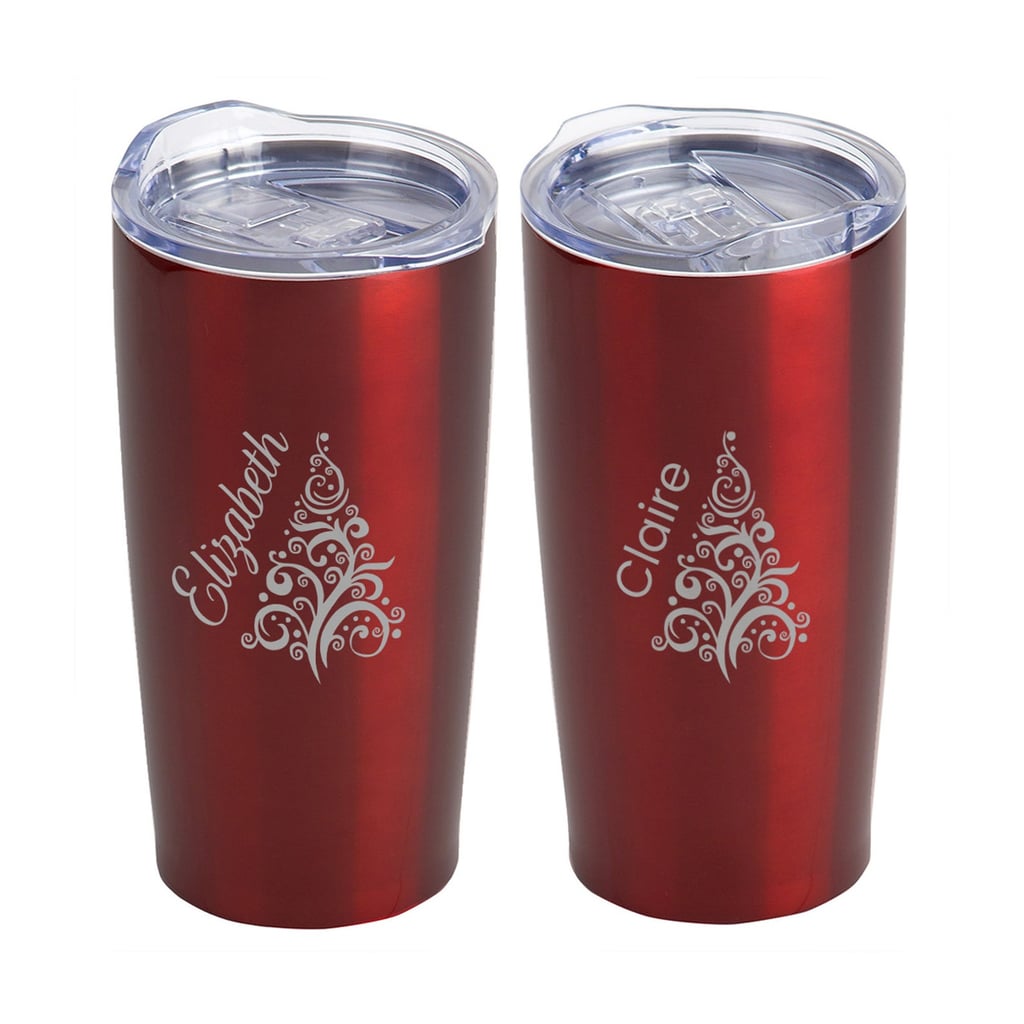Engraved Personalized Christmas Tree Red Tumbler