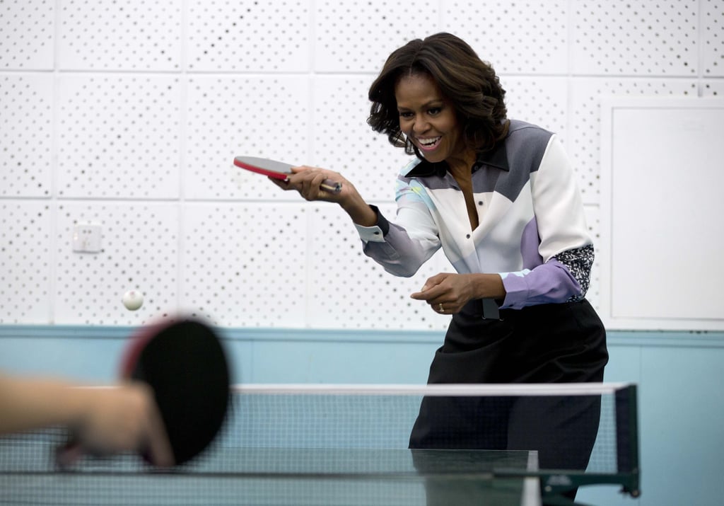 Michelle Obama had a blast playing ping-pong on Thursday during her action-packed stay in Beijing.