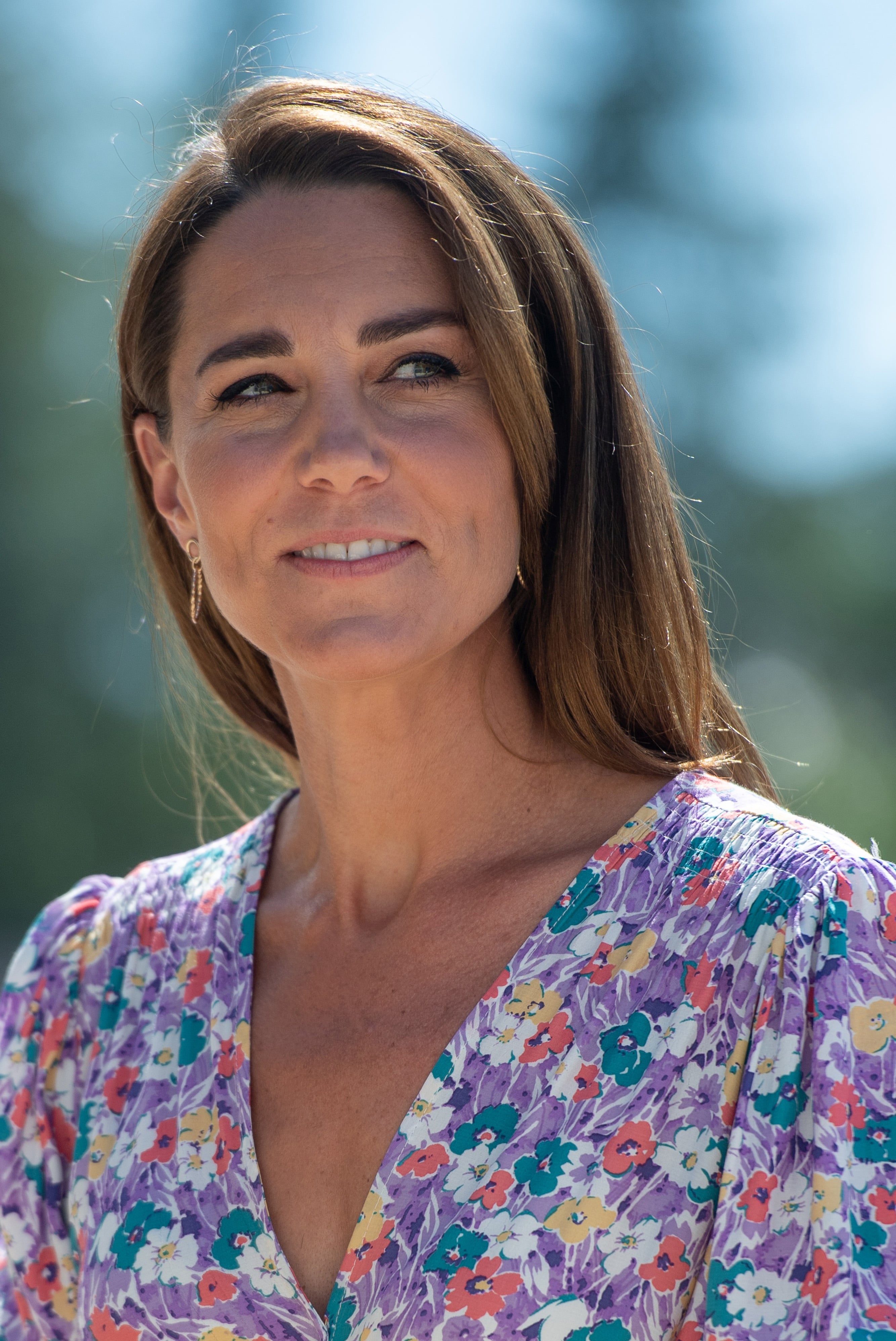Kate Middleton Wears Faithfull the Brand Purple Floral Dress | PS Fashion