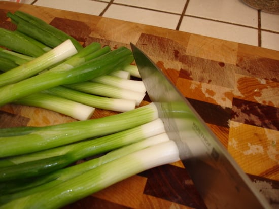 Use the white parts of the scallions, plus about two inches of green