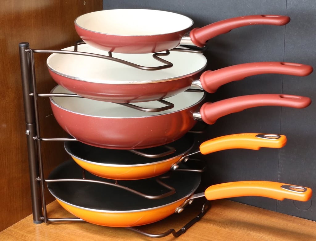 For Pans and Lids: DecoBros Kitchen Counter and Cabinet Pan Organiser Shelf Rack