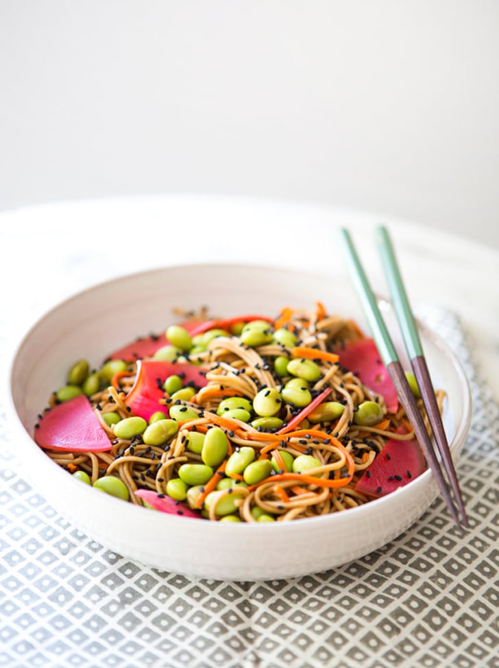 Soba and Carrot Noodles With Edamame and Watermelon Radish Soba