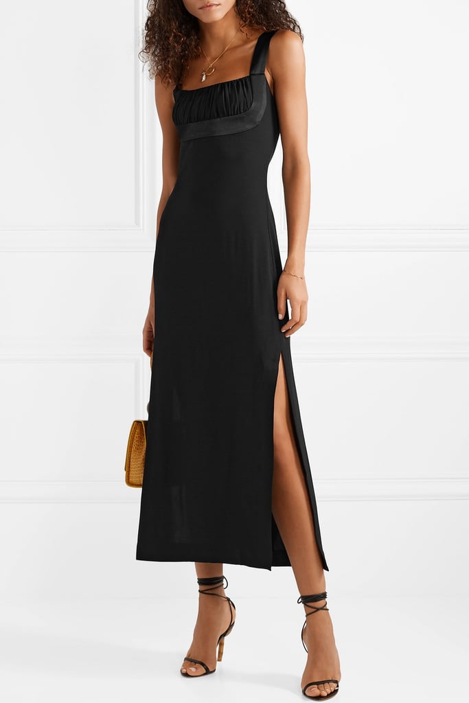 STAUD Lisa satin-trimmed crepe midi dress