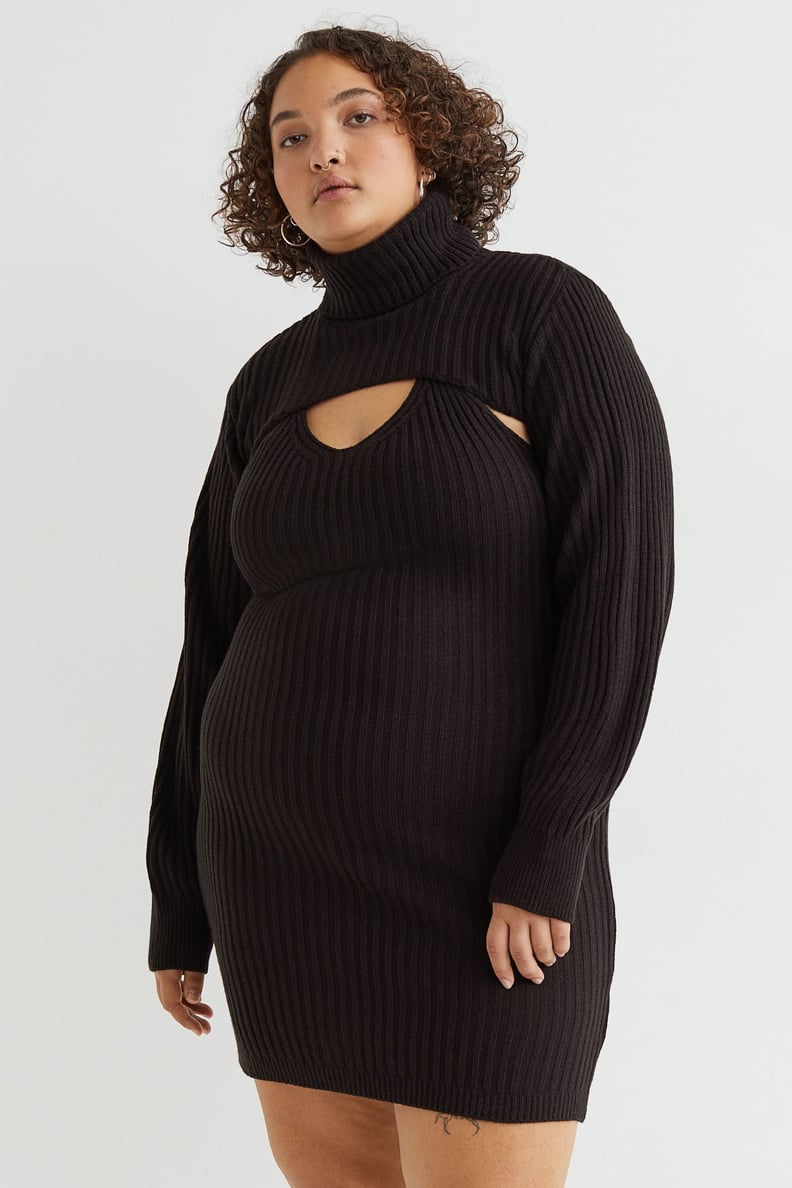 Long Sleeve Mesh Mock Neck Rhinestone Affair Mini Dress in Black, Size XL, for Birthday or Club | Fashion Nova