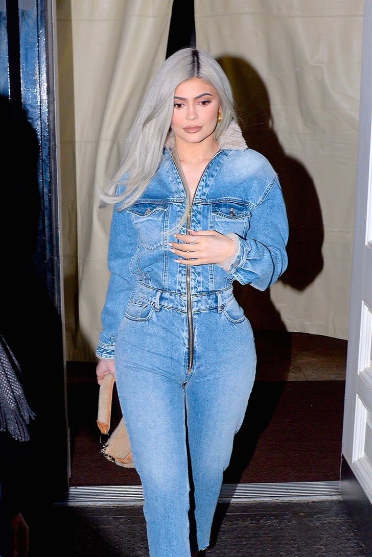 blue jean jumpsuits kylie jenner photos