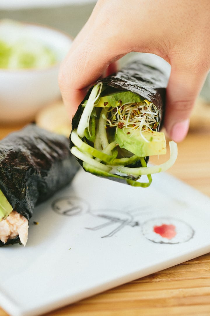 CucumberAvocado Tuna Hand Roll Homemade Sushi Recipes POPSUGAR