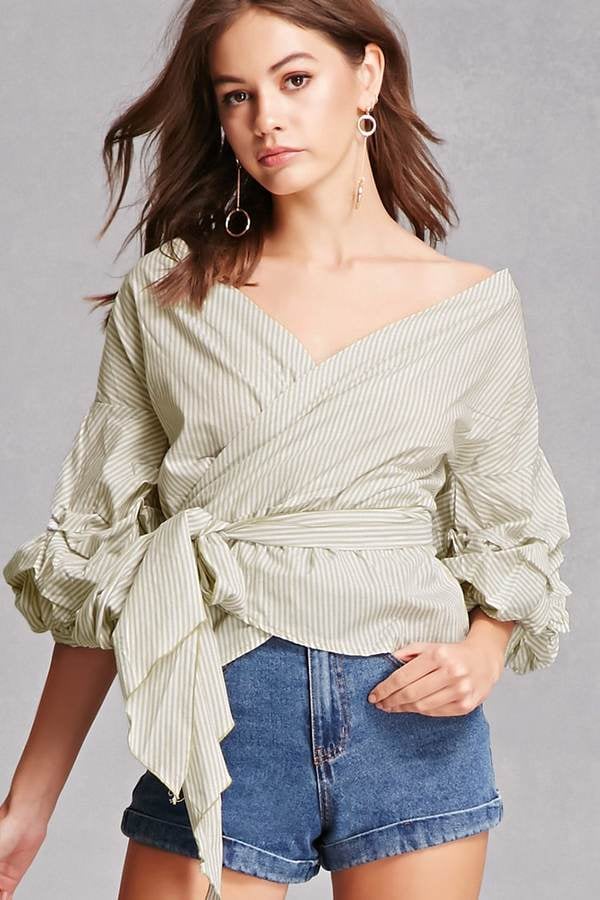 Forever 21 Striped Wrap Blouse