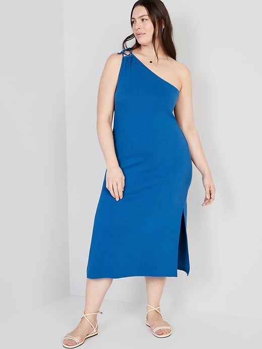 Midi Dresses: Old Navy Fitted One-Shoulder Double-Strap Rib-Knit Midi Dress
