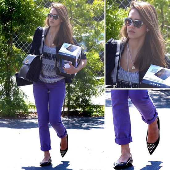 Jessica Alba Purple Jeans | POPSUGAR Fashion