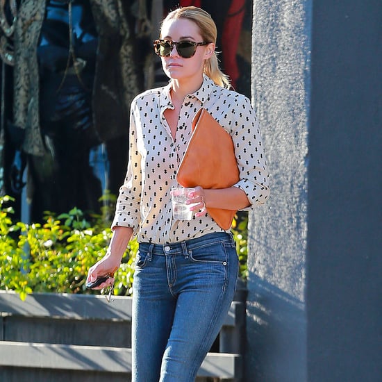 Lauren Conrad Denim and Printed Blouse Street Style