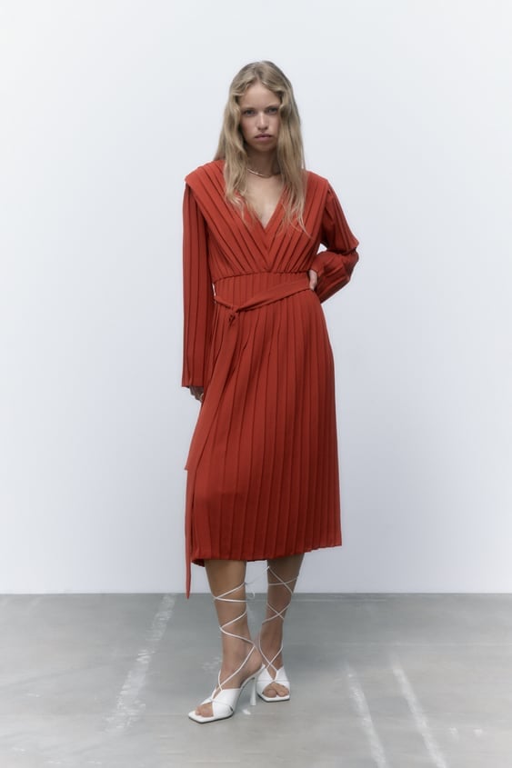 A Fall-Friendly Midi Dress: Zara Pleated Dress With Belt